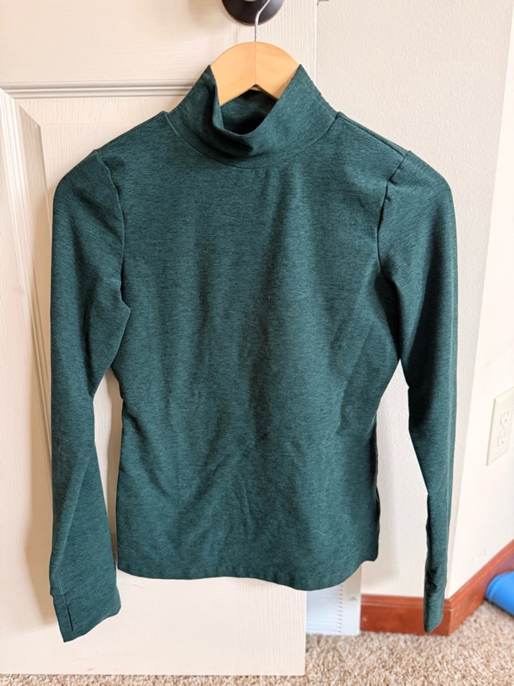 Beyond Yoga Mock Neck Forest Green Long Sleeve Top